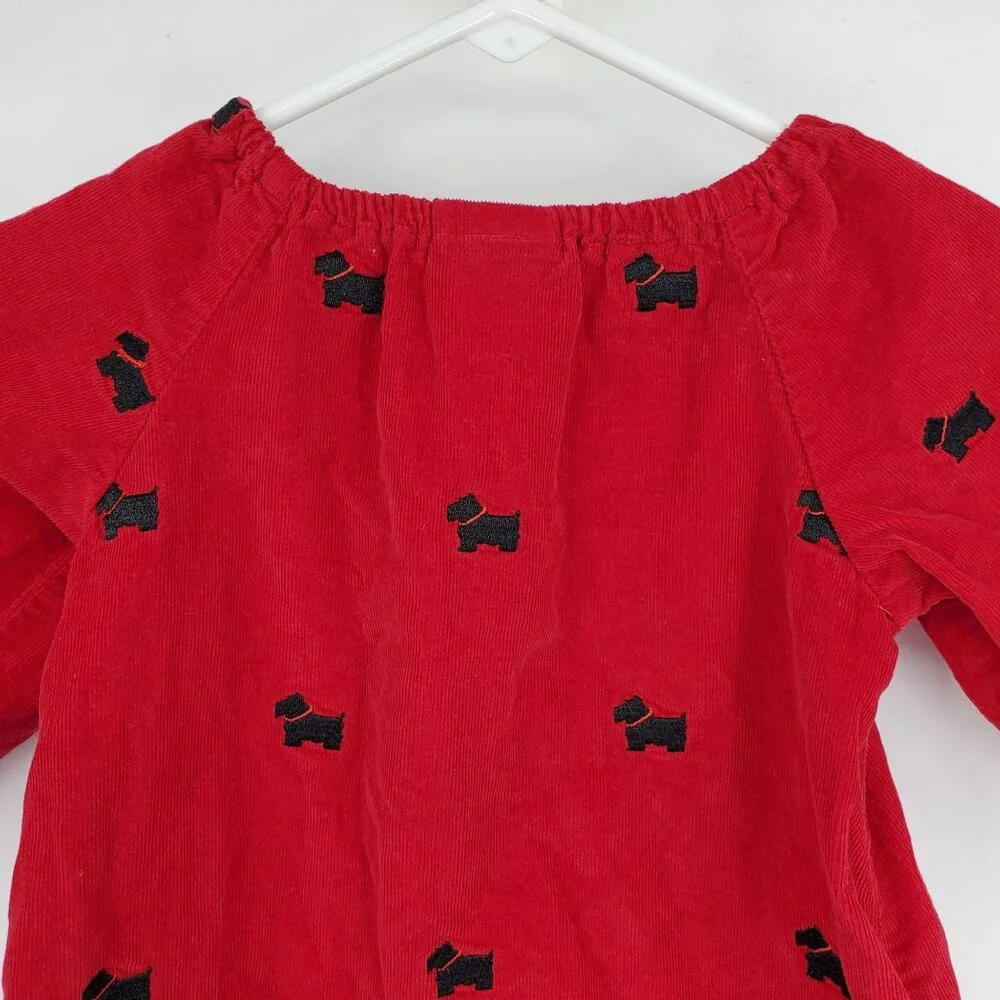 Vintage Just Ducky Made in USA Red‎ Corduroy and Black Scottie Dog Dress Size 4
